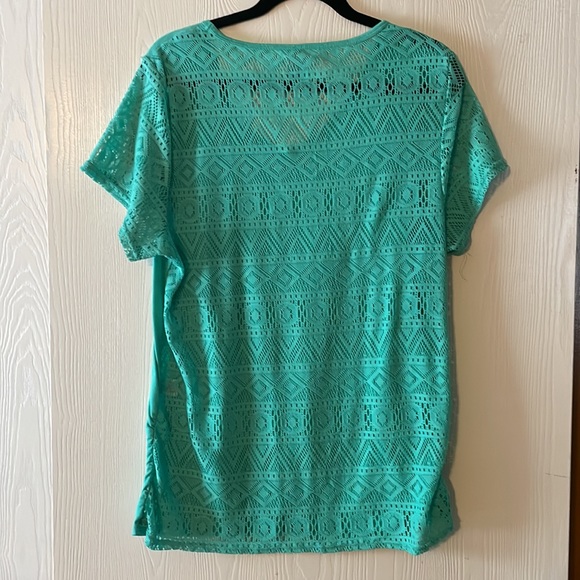 Vanity 2XL Mint Green Boho Lace Shirt - Picture 3 of 4
